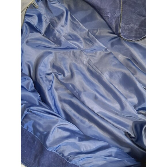 Blue Suede Full Zip Flare Waist Collared Jacket Womens Navy Blue 18W - Picture 8 of 11